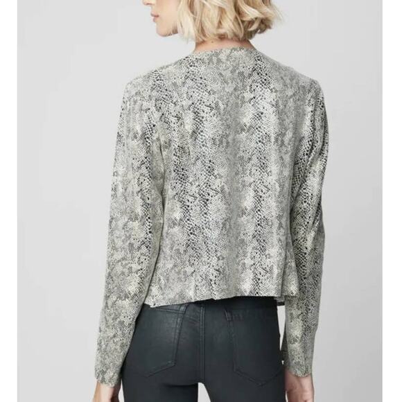 Blank NYC Snake Eyes Open Front Draped Faux Suede Moto Boho Jacket - Picture 2 of 9